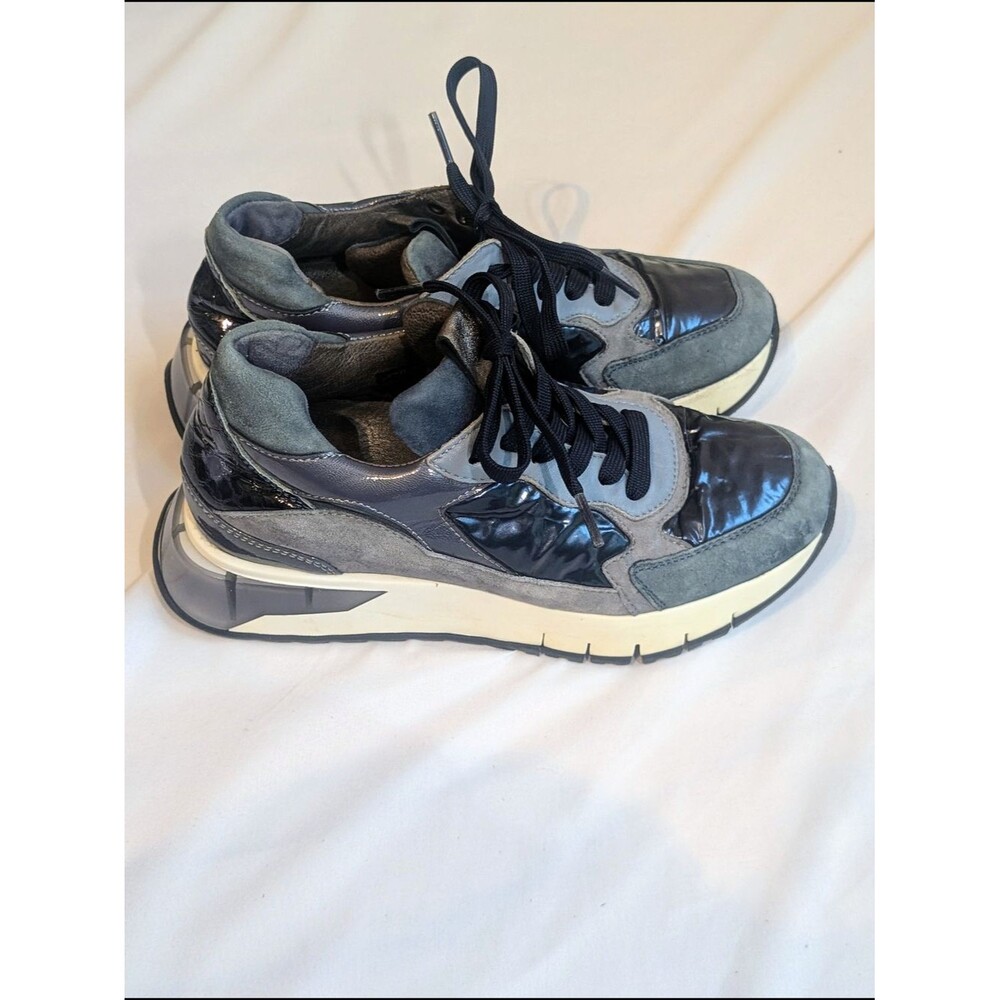 SoftWaves Chunky Great Leather And Metallic Navy Accent Sneakers